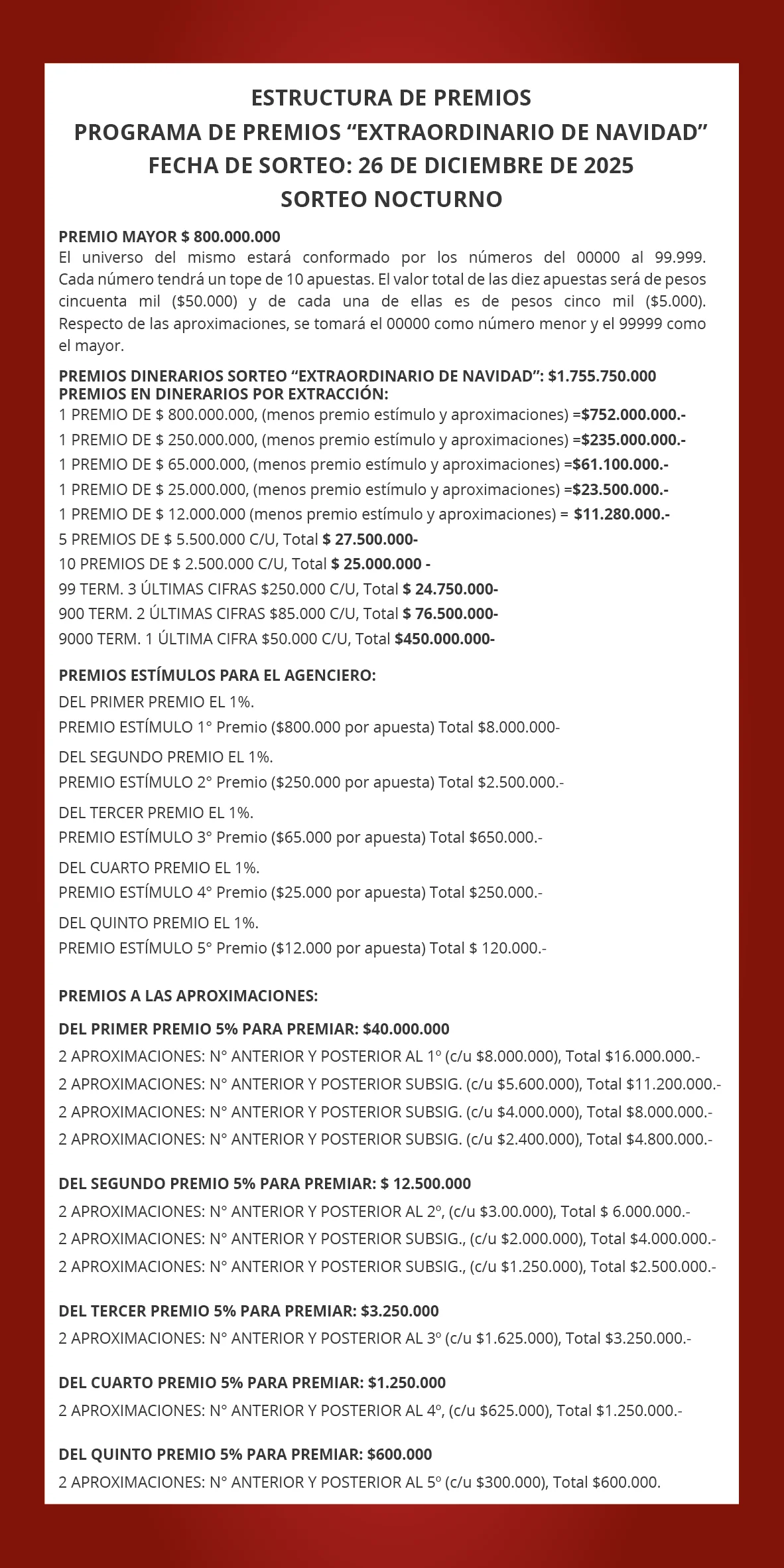 flyer premio Gordo Navidad