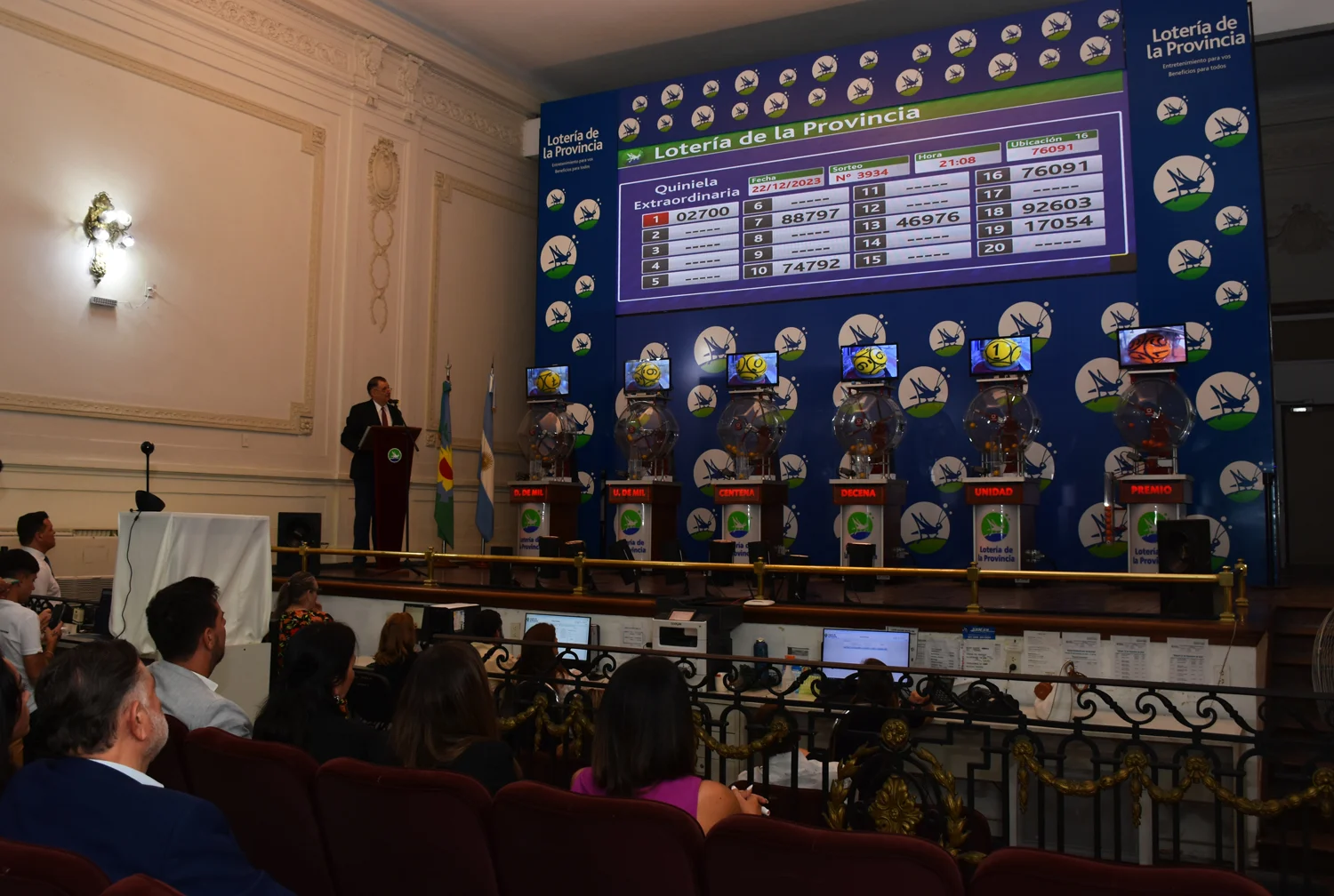 El salón de sorteos de Sede Central